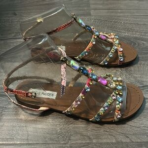 Colorful Gemstone Strappy Sandals